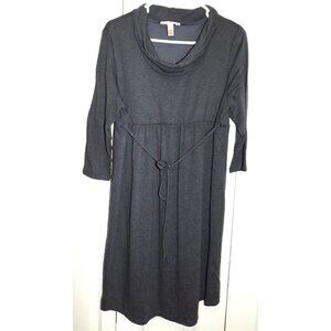 Three Season Maternity L Gray Cowl Neck Baby Doll Dress 3/4 Sleeve Lined